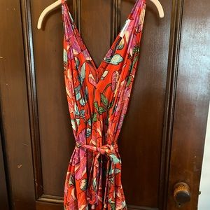And Other Stories Peony V-Neck Dress Size 8 EUC red floral